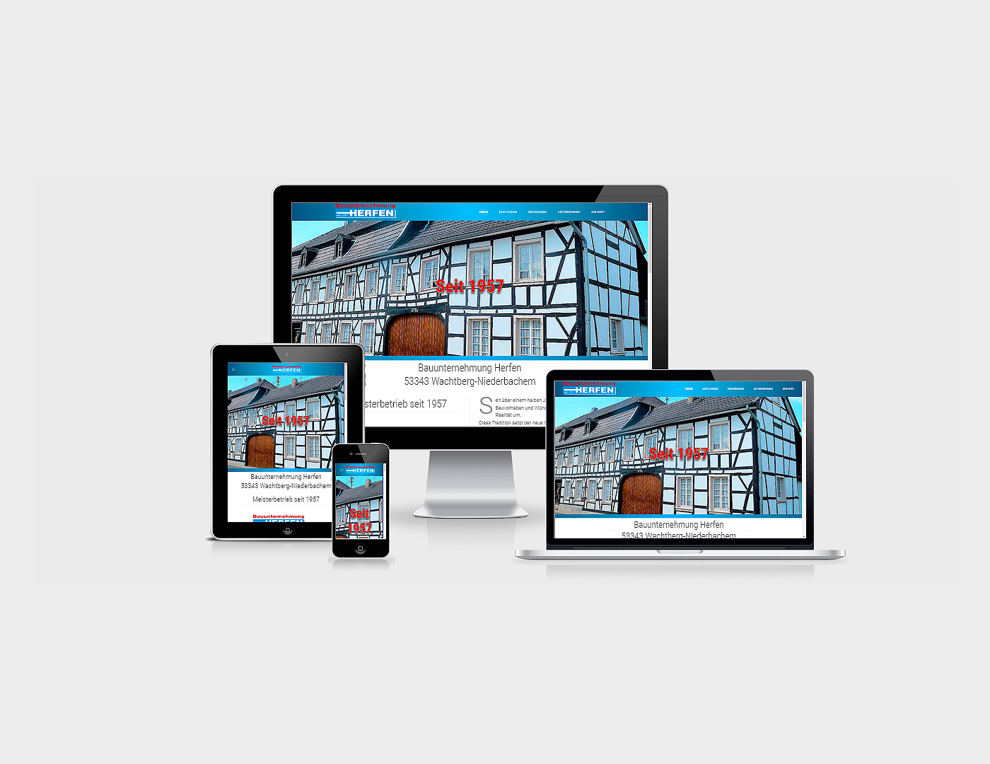 Webdesign Bad Neuenahr-Ahrweiler erstellte Webseite fuer Bauunternehmung Herfen GmbH in Bonn Wachtberg
